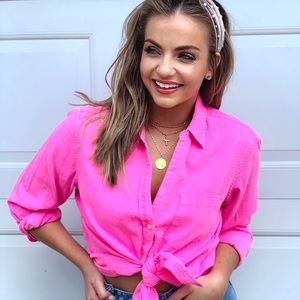 Neon Pink Button Down Shirt